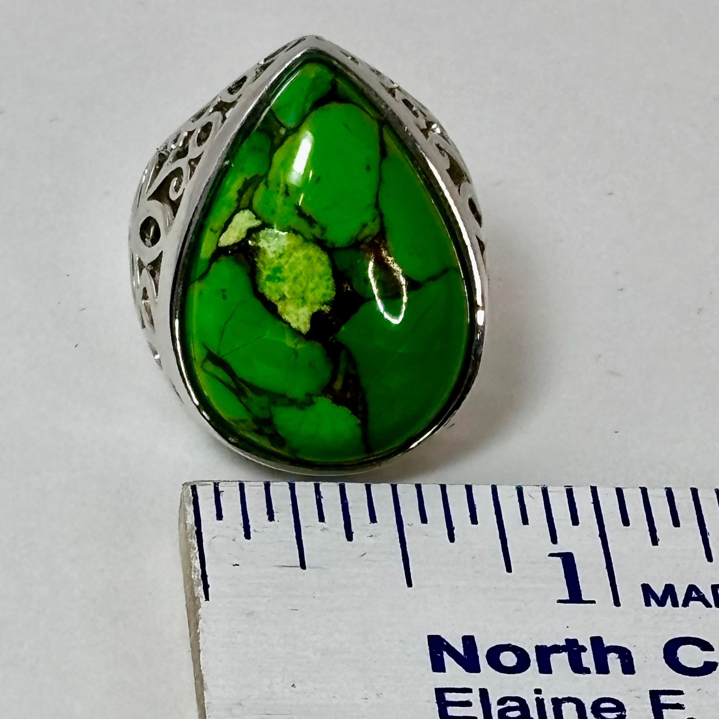 MSI Large Mojave Green Turquoise Ring Designer Sterling Thailand 