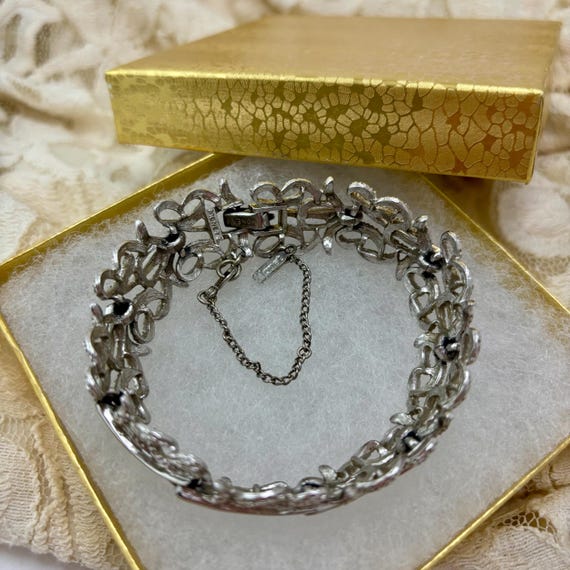 Vintage MONET 7” Silver Filigree Link Bracelet 1960s Jewelry - Etsy