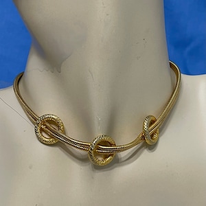 Two Strand Gold Tone Choker 16” for A Petite Lady. 1950s, 60s Jewelry.  Gift Boxed