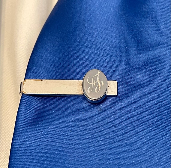 Vintage Silver Tone Initial "A" Cufflinks and Tie… - image 10