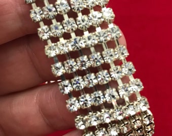 Wide Rhinestone Cuff Bracelet: Prom Wedding Jewelry (7 1/4 Inch)