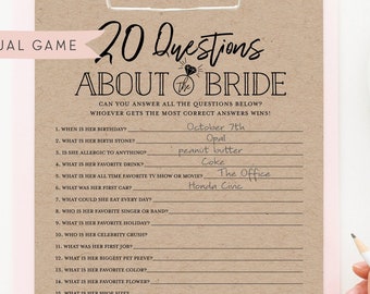 Who Knows the Bride Best Game Printable Kraft Bridal Shower - Etsy