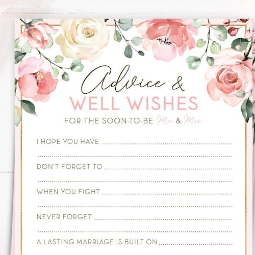 Advice and Well Wishes for the Mr and Mrs . Printable Sign - Etsy