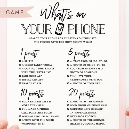 What's on Your Phone . Printable Virtual Bridal Shower | Etsy