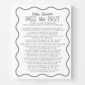 Passa il premio Baby Shower Game. Passa la poesia. Ragazzo Ragazza Neutro. Kraft + Bianco e nero. Stampabile 8.5x11 Download digitale istantaneo. K4