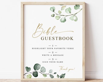 Bible Guestbook Verse Sign Printable . Greenery + Gold . Wedding Engagement Bridal Shower Bachelorette Hens Party . 8x10 Instant Download G2