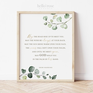 Irish Blessing Printable Wall Art Sign . Religious Wedding Gift . May the Road Rise Up to Meet You . Greenery . Instant Download G2