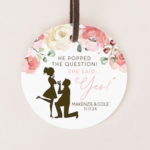 PRINTABLE He Popped the Question She Said Yes Favor Tags Stickers . Wedding Bridal Shower Bachelorette Hens . 2.25&quot; Digital Download PDF