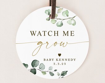 PRINTABLE Watch Me Grow Baby Shower Tags Stickers Labels . - Etsy