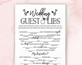 Wedding Guest Libs . Printable Funny Wedding Advice Mad Libs Game . Kraft + Minimalist Black & White . Instant Download Printable