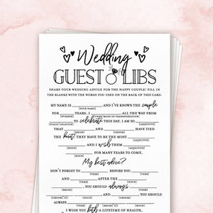 Wedding Guest Libs . Printable Funny Wedding Advice Mad Libs Game . Kraft + Minimalist Black & White . Instant Download Printable