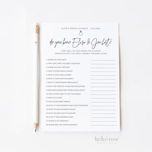Who Knows the Couple Best Personalized Bridal Shower Bachelorette Hens Game . Minimalist PRINTABLE Editable Template Download Templett M2-T