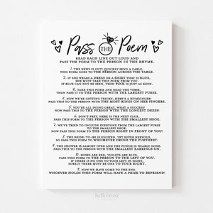 Pass the Poem Bridal Shower Printable Game . Bachelorette Hens Party . Wedding . Kraft Minimalist Black & White . Instant Download PDF K4 image 1