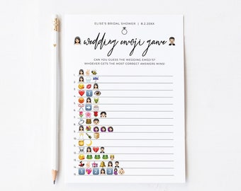 Juego de despedida de soltera Pictionary Emoji de boda. Gallinas solteras. Plantilla editable IMPRIMIBLE minimalista. Descarga instantánea Templett M2-T
