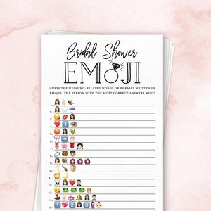 Emoji Pictionary Bridal Shower Printable Game . Wedding Bachelorette Hens Party . Minimalist Black & White . Instant Download Printable PDF