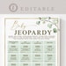 Baby Jeopardy Printable Game . Gender Neutral Baby Shower Greenery and ...