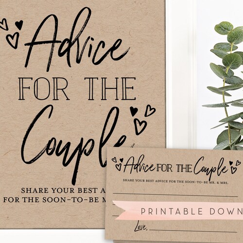 Advice for the Couple Printable Kraft Sign Cards . Bridal - Etsy