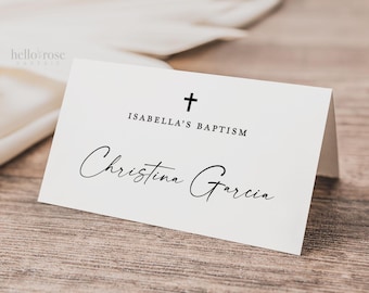 PRINTED SHIPPED Baptism Christening Place Cards with Meal Choice, Table Numbers, Food Tent Cards, Name Tag, Wedding, Bridal Shower