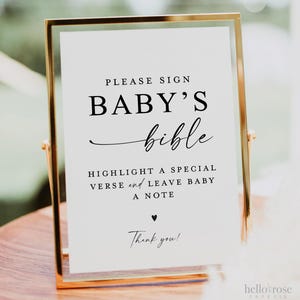 PRINTED + SHIPPED Please Sign Baby's Bible Guestbook Sign, Highlight Favorite Bible Verse and Leave Baby a Note, 8x10 5x7