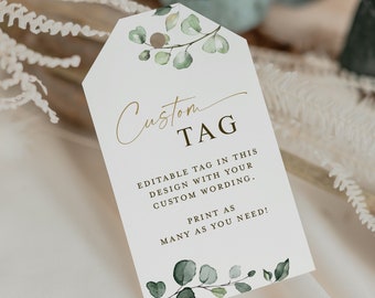 Greenery Wedding Favor Tags Editable Template . Bridal Shower Baby Shower Thank You Tags Personalized . PRINTABLE Templett Download G2-T