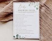 Baby Shower Feud Printable Baby Shower Game . Greenery and Gold . Fun Baby Shower Game . Sip and See Gender Reveal . Instant Download . G2