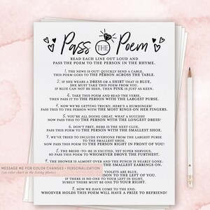 Passa la poesia Gioco stampabile per l'addio al nubilato. Divertimento per addio al nubilato e addio al nubilato rompighiaccio. Kraft in bianco e nero. Scarica istantaneamente il PDF