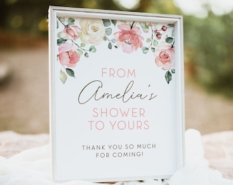 Personalized From My Shower to Yours . Printable Favors Sign 8x10 . Floral Watercolor . Bridal Wedding Shower . Instant Digital Download