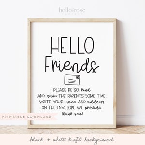 Write Your Address on an Envelope Baby Shower Sign . Boy Girl Neutral . Rustic Kraft Black & White . Printable 8x10 Instant Download . K4 imagem 4