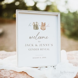 Welcome Sign Gender Reveal, He or She What Will Baby Be, Boho Baby Gender Reveal, Gender Neutral Shower, Template Download TEMPLETT GR2-T