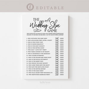 The Wedding Shoe Game . Wedding Bridal Shower Engagement Party Rehearsal Dinner . Kraft . PRINTABLE Editable Template Download Templett