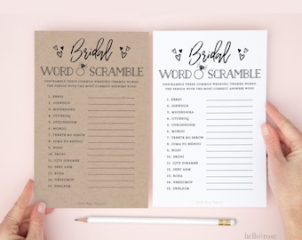 Bruids Woord Scramble Afdrukbaar Bruidsdouchespel. Vrijgezellenfeest. Kraft Rustiek + Minimalistisch. Direct digitaal downloaden PDF