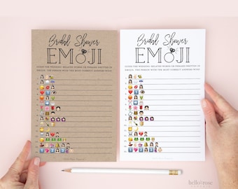 Bridal Shower Emoji Pictionary Printable Game . Wedding Bachelorette Hens Party . Kraft + Minimalist Black & White . Instant Download PDF K3