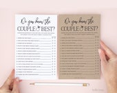 Do You Know the Couple Best Printable Bridal Shower Game . Wedding Engagement Party . Kraft + Minimalist Black White . Instant Download