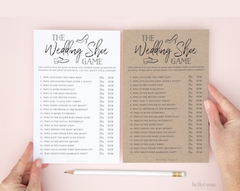 The Wedding Shoe Game Printable . Wedding Bridal Couples Shower Engagement Party . Kraft + Minimalist Black White . Instant Download