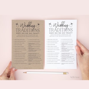 Wedding Traditions Bridal Shower Guessing Game . Wedding Hens Party . Kraft + Minimalist Black White . Printable Instant Digital Download