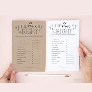 Il prezzo è giusto Gioco stampabile per addio al nubilato. Doccia per coppie di sposi. Kraft + Minimalista in bianco e nero. Download immediato PDF K3