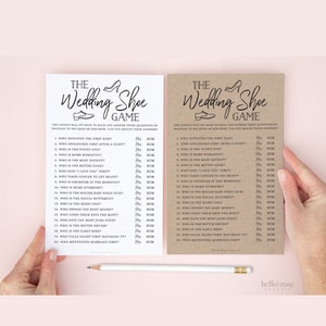 The Wedding Shoe Game Printable . Wedding Bridal Couples Shower Engagement Party . Kraft + Minimalist Black White . Instant Download