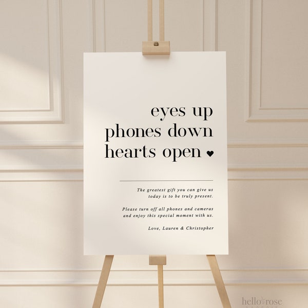 Unplugged Ceremony Wedding Sign . No Phones Minimalist Wedding Welcome Template . PRINTABLE Editable Poster . Instant Download Templett