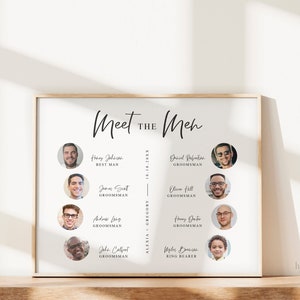 Meet the Men PRINTABLE Sign . Personalized Wedding Party Poster with Photos . Groomsmen Best Man Ring Bearer . Minimalist Digital Download