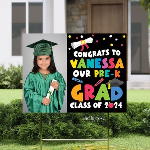 PRINTABLE Graduation Parade Yard Sign with photo . PreK, Kindergarten, 1st, 2nd, 3rd, 4th, 5th Grade . PRINTABLE Digital Download