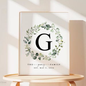 Mothers Day Gift Personalized Family Name PRINTABLE Sign . Last Name Monogram Established Date . Wedding Anniversary Gift . Download