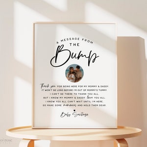 A Message From the Bump with Photo PRINTABLE Personalized . Message From Mommy and Daddy . Minimalist Boho Baby Shower . DIGITAL DOWNLOAD