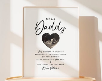 Dear Daddy Sonogram Ultrasound Gift from Daughter Son Wife . Birthday Fathers Day Pregnancy Announcement . Minimalist . PRINTABLE DOWNLOAD