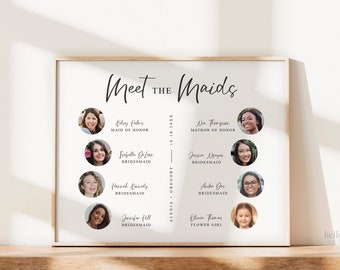 Meet the Maids PRINTABLE Sign . Personalized Bridal Party . Bridesmaids Maid and Matron of Honor Flower Girl . Minimalist . Digital Download