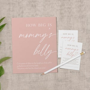 How Big is Mommy's Belly Boho Baby Shower Games Printable Sign . Blush Pink Girl Minimalist . Editable Template . Instant Download Templett