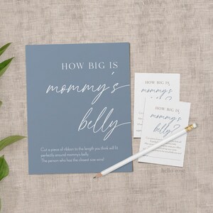 How Big is Mommy's Belly Boho Baby Shower Games Printable Sign . Blue Boy Minimalist . Editable Template . Instant Download Templett