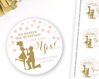 Printable He Popped the Question Party Favor Sticker Template - Etsy