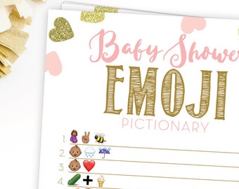 Baby Shower Emoji Pictionary . African American Emoji Pictionary Baby Shower Game . Pink Gold Baby Shower Girl . Printable Instant Download