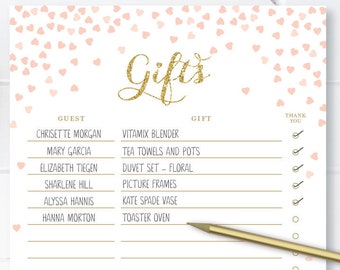 printable gift list etsy printable bridal shower gift list template