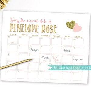 Printable Guess the Due Date Calendar Game . Birthday - Etsy